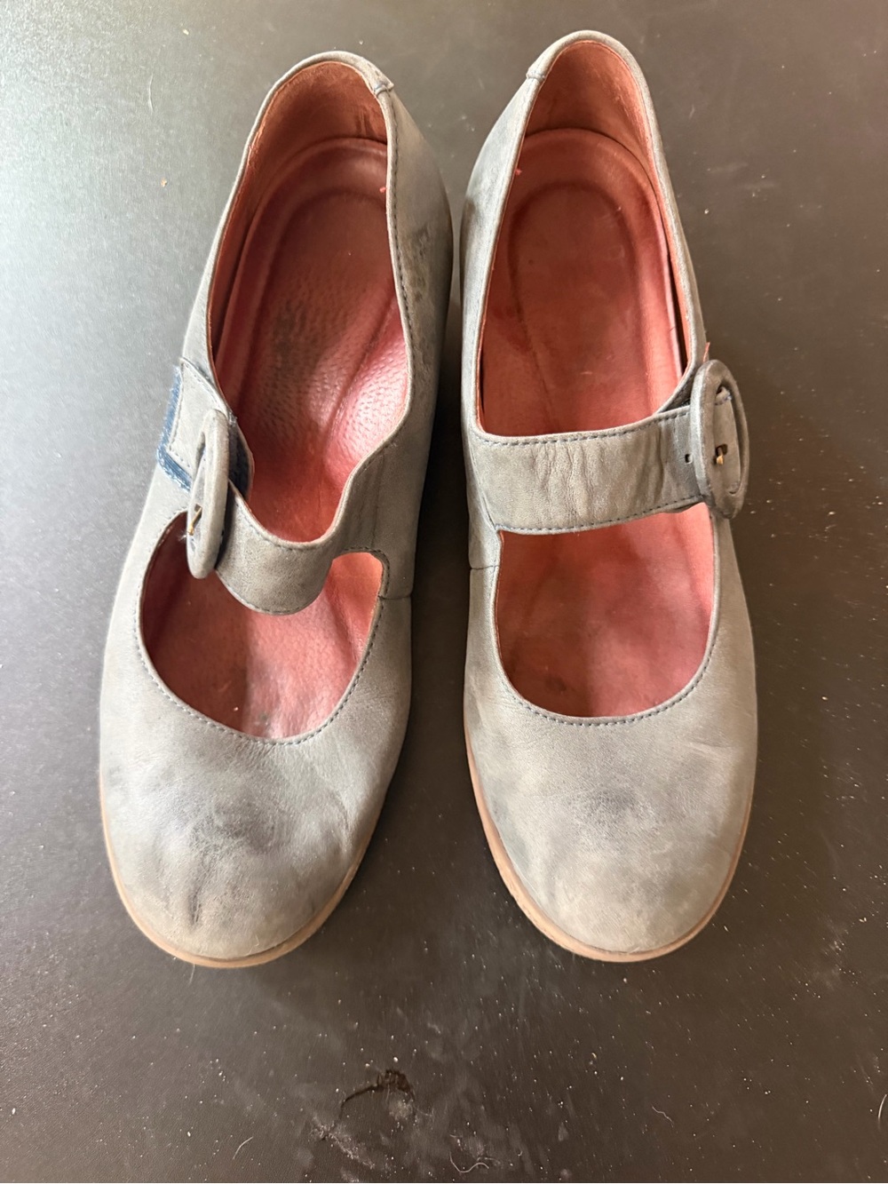 Dansko Gray Mary Jane Flats with Pink Insole
